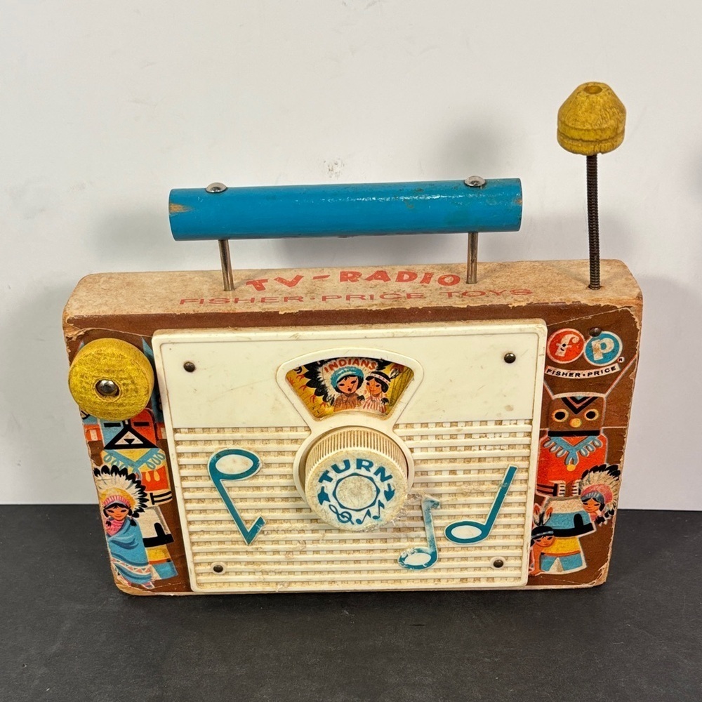 Vintage Fisher-Price TV Radio Music Box 1959 Ten Little Indians WORKS